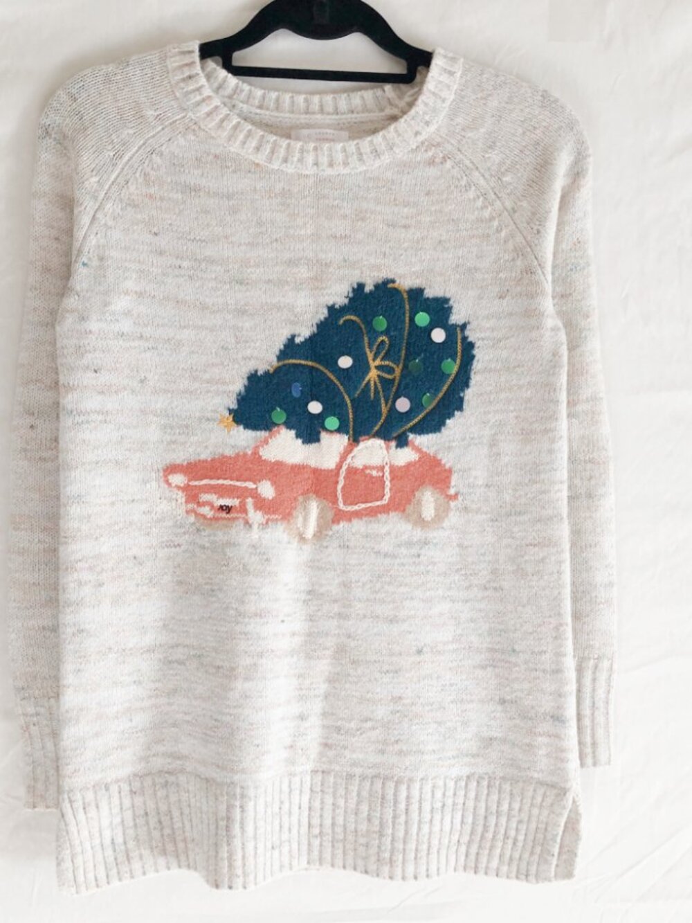 Beige Sparkle Knit Christmas Sweater